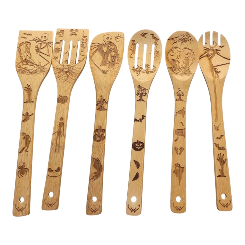 NWOT Wooden Spoon And Spatula 6 Pc Set Nightmare Before Christmas